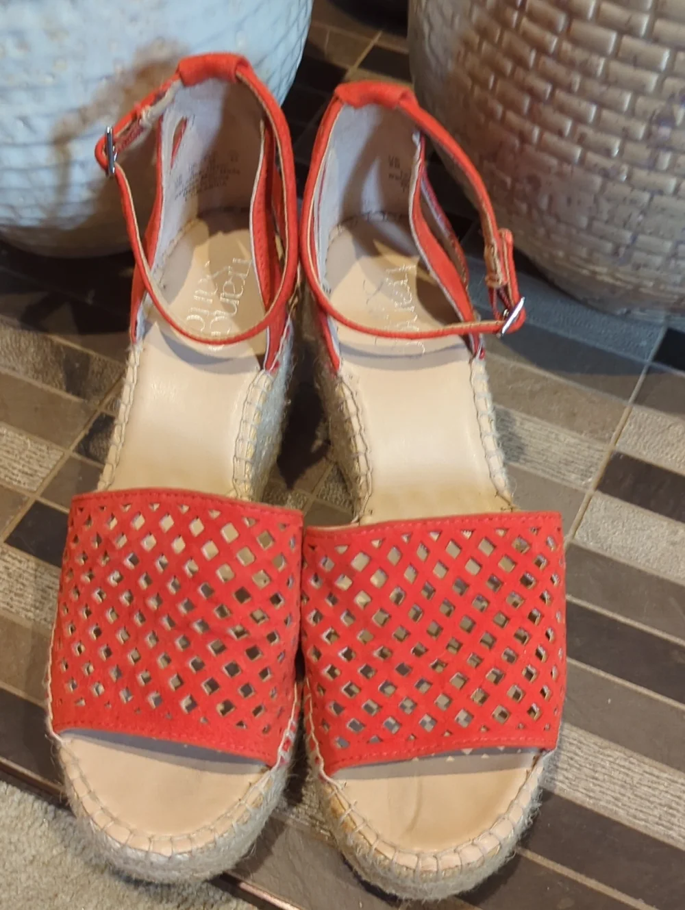 Women’s Orange-Red Ankle-Strap Espadrille Sandals